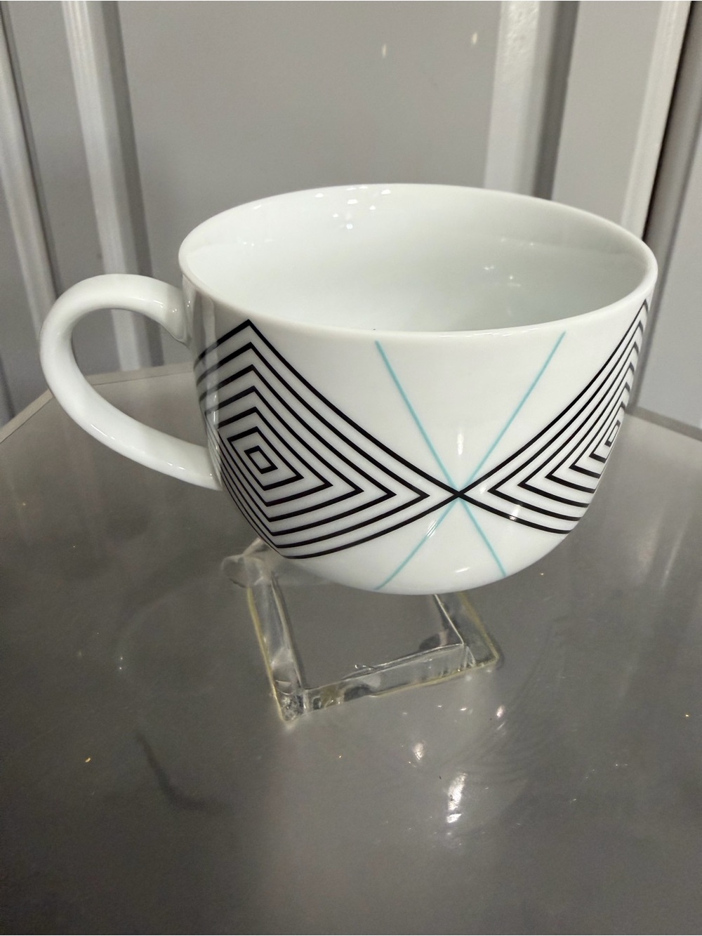 “I Help End Hunger” by Cheeky White Ceramic Geometric Pattern Coffee Mug